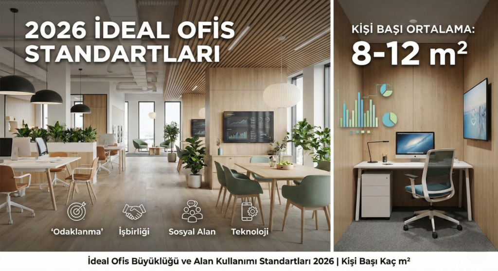İdeal Ofis Büyüklüğü ve Alan Kullanımı Standartları 2026 | Kişi Başı Kaç m²? 1