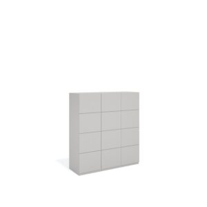 Layer Dolap — A modern light gray cabinet with nine doors on a white studio background