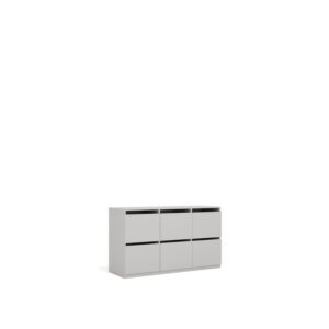 Layer Dolap — A modern light gray cabinet with six drawers on a white studio background