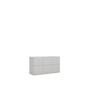 Layer Dolap — A modern light gray cabinet with six drawers on a white studio background