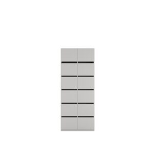 Layer Dolap — A tall, modern light gray cabinet with ten drawers on a white studio background