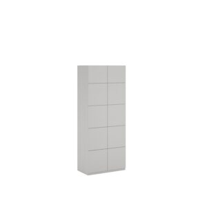 Layer Dolap — A tall, narrow, light gray cabinet with eight doors standing on a white studio background