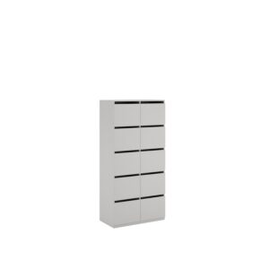 Layer Dolap — A modern, light gray cabinet with ten drawers on a white studio background