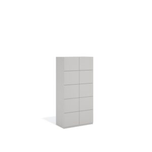 Layer Dolap — A light gray, simple and modern cabinet with eight doors, on a white studio background