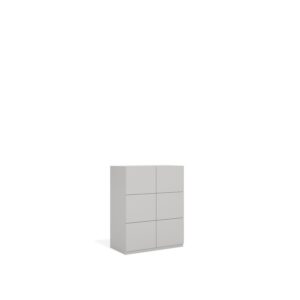 Layer Dolap — A modern, light gray cabinet with six doors and a simple design, on a white studio background