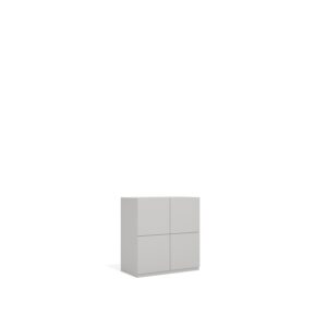 Layer Dolap — A light gray cabinet with four doors and a simple design stands against a white studio background
