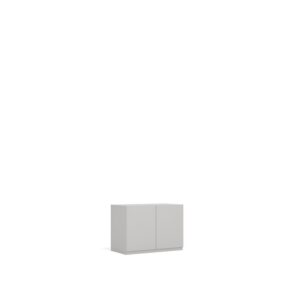 Layer Dolap — A simple, light gray cabinet with two doors on a white studio background