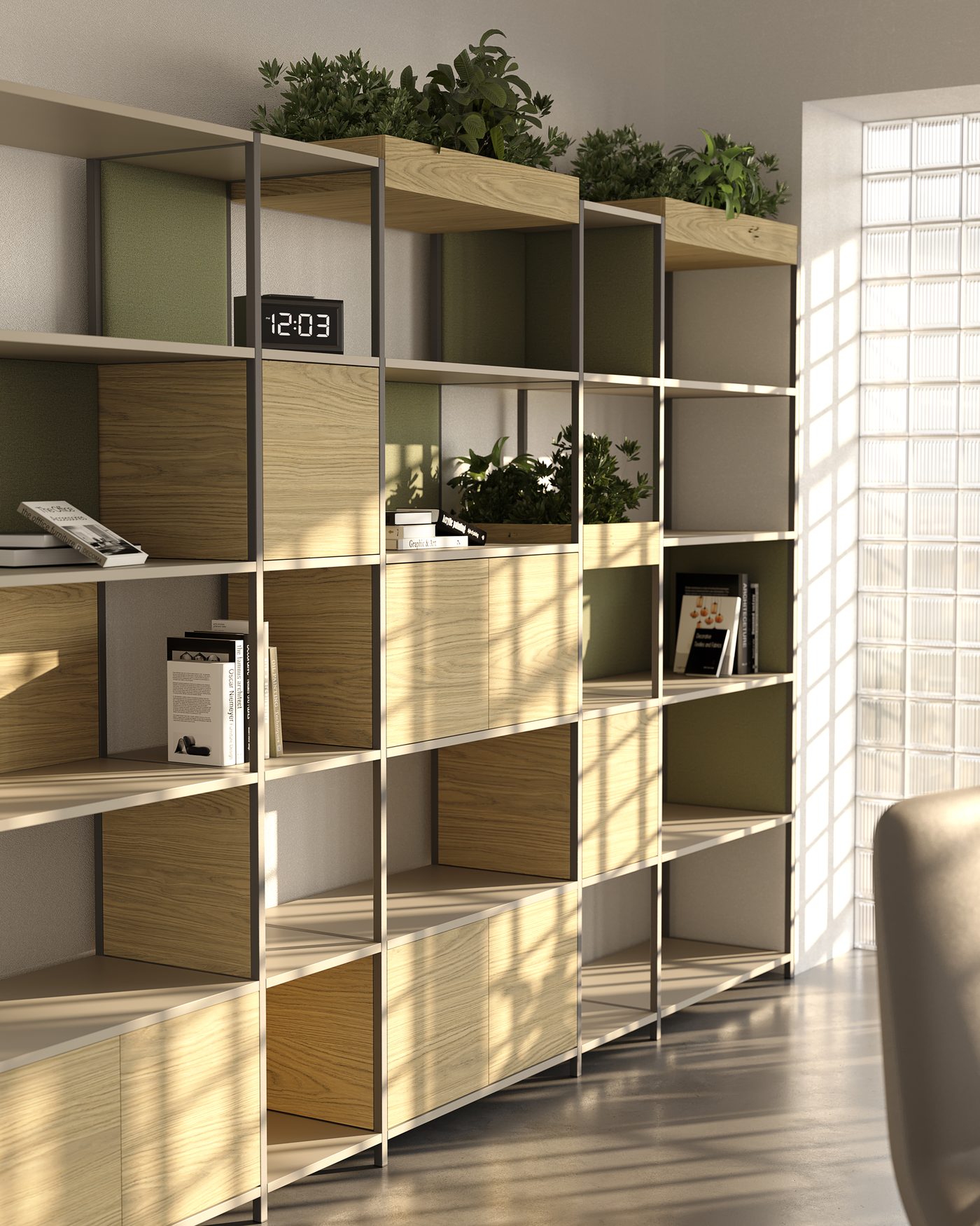 Modular office storage shelving