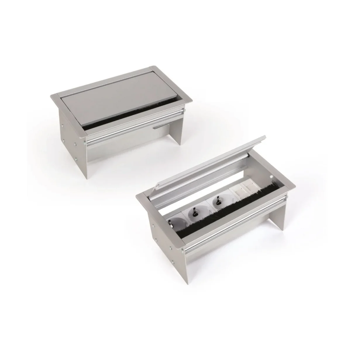 Anodised Aluminium Lidded Desk Socket 1