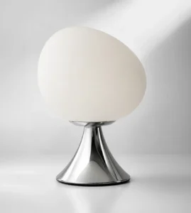 5lamp Egg Metal Opal Cam E27 Masa Lambası Krom 1