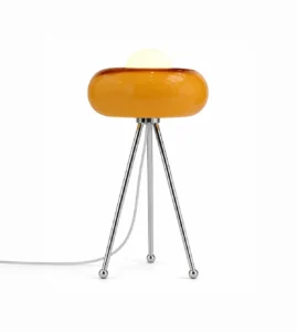 5lamp Hale Opal Cam Krom Ayaklı Abajur Turuncu 1