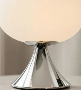 5lamp Egg Metal Opal Cam E27 Masa Lambası Krom 2