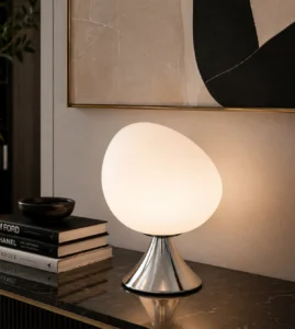 5lamp Egg Metal Opal Cam E27 Masa Lambası Krom 4