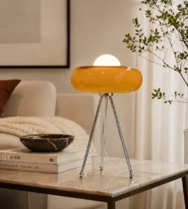 5lamp Hale Opal Cam Krom Ayaklı Abajur Turuncu 4