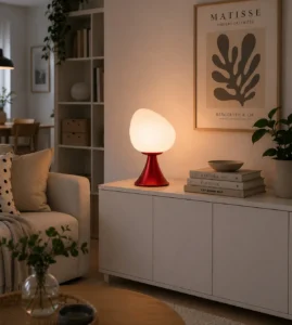 5lamp Egg Metal Opal Cam E27 Masa Lambası Kırmızı 4