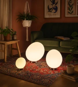 5lamp Kirpi 3'lü Opal Cam Masa Ve Yer Aydınlatma Seti 4