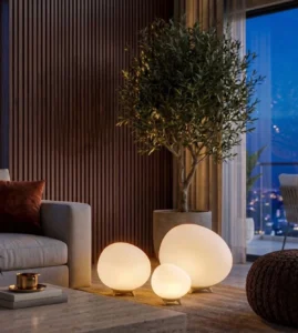 5lamp Kirpi 3'lü Opal Cam Masa Ve Yer Aydınlatma Seti 5