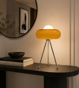 5lamp Hale Opal Cam Krom Ayaklı Abajur Turuncu 5