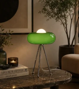 5lamp Hale Opal Cam Krom Ayaklı Abajur Yeşil 5