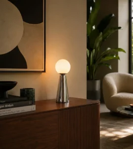 5lamp Lumia Metal Opal Cam G9 Masa Lambası Krom 6