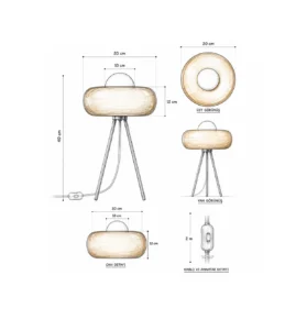 5lamp Hale Opal Cam Krom Ayaklı Abajur Turuncu 6