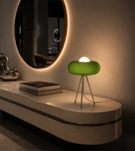 5lamp Hale Opal Cam Krom Ayaklı Abajur Yeşil 6